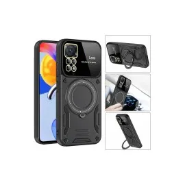 Newface Xiaomi Redmi Note 11 Pro Kılıf Joy Lens Standlı Kapak - Kırmızı