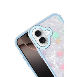 Newface Apple Iphone 16 Lumi Desenli Kapak - Mavi