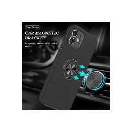 Newface iPhone 12 Kılıf Elit Yüzüklü Kapak - Siyah