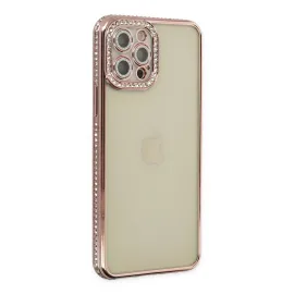 Newface Iphone 12 Pro Kılıf Joke Taşlı Silikon - Pembe