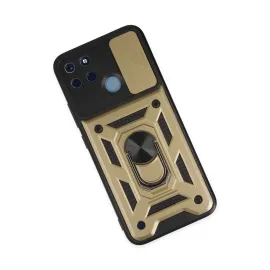 Newface Realme C25Y Kılıf Pars Lens Yüzüklü Silikon - Gold