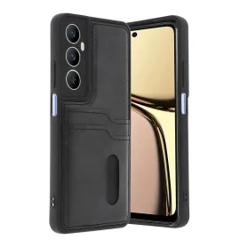 Newface Realme C65 Sara Kartvizitli Deri Kılıf - Siyah