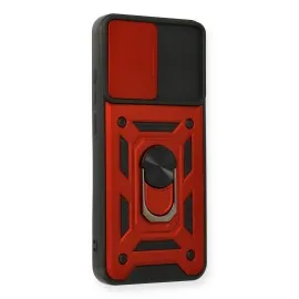 Newface Samsung Galaxy A03S Kılıf Pars Lens Yüzüklü Silikon - Kırmızı