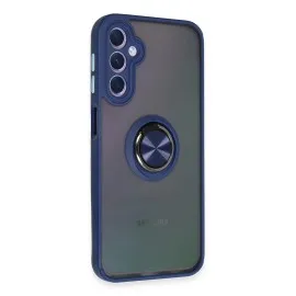 Newface Samsung Galaxy A24 4G Kılıf Montreal Yüzüklü Silikon Kapak - Lacivert
