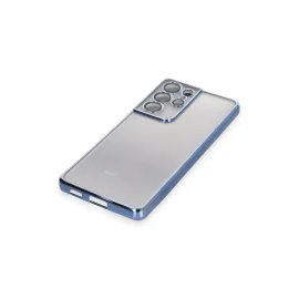 Newface Samsung Galaxy S21 Ultra Kılıf Razer Lensli Silikon - Açık Mavi