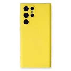 Newface Samsung Galaxy S24 Ultra Kılıf Nano Içi Kadife Silikon - Sarı