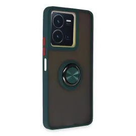 Newface Vivo Y36 Kılıf Montreal Yüzüklü Silikon Kapak - Yeşil