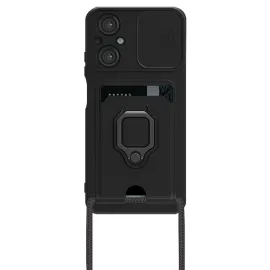 Newface Xiaomi Poco M5 Kılıf Zuma Kartvizitli Yüzüklü Silikon - Siyah