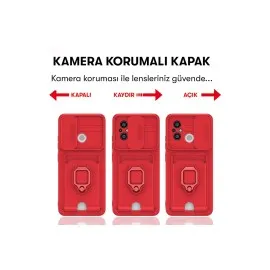 Newface Xiaomi Redmi 12C Kılıf Zuma Kartvizitli Yüzüklü Silikon - Siyah