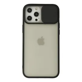 Newface Iphone 12 Pro Max Kılıf Palm Buzlu Kamera Sürgülü Silikon - Siyah