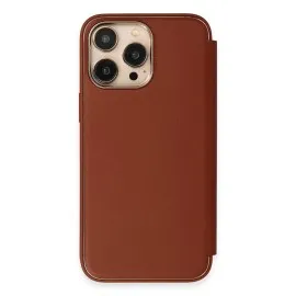 Newface Iphone 14 Pro Max Kılıf Dolpin Kapaklı - Kahverengi