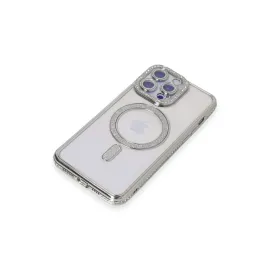 Newface Iphone 15 Pro Kılıf Joke Simli Magneticsafe Kılıf - Gümüş