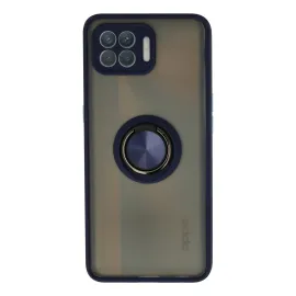 Newface Oppo Reno 4 Lite Kılıf Montreal Yüzüklü Silikon Kapak - Lacivert