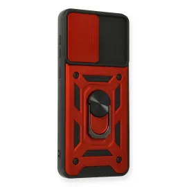 Newface Samsung Galaxy A02 Kılıf Pars Lens Yüzüklü Silikon - Kırmızı