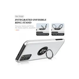 Newface Samsung Galaxy A02S Kılıf Elit Yüzüklü Kapak - Gümüş