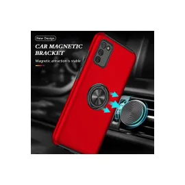 Newface Samsung Galaxy A02S Kılıf Elit Yüzüklü Kapak - Kırmızı