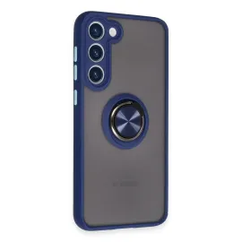 Newface Samsung Galaxy S23 Plus Kılıf Montreal Yüzüklü Silikon Kapak - Lacivert