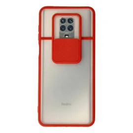 Newface Xiaomi Redmi Note 9 Pro Kılıf Palm Buzlu Kamera Sürgülü Silikon - Kırmızı