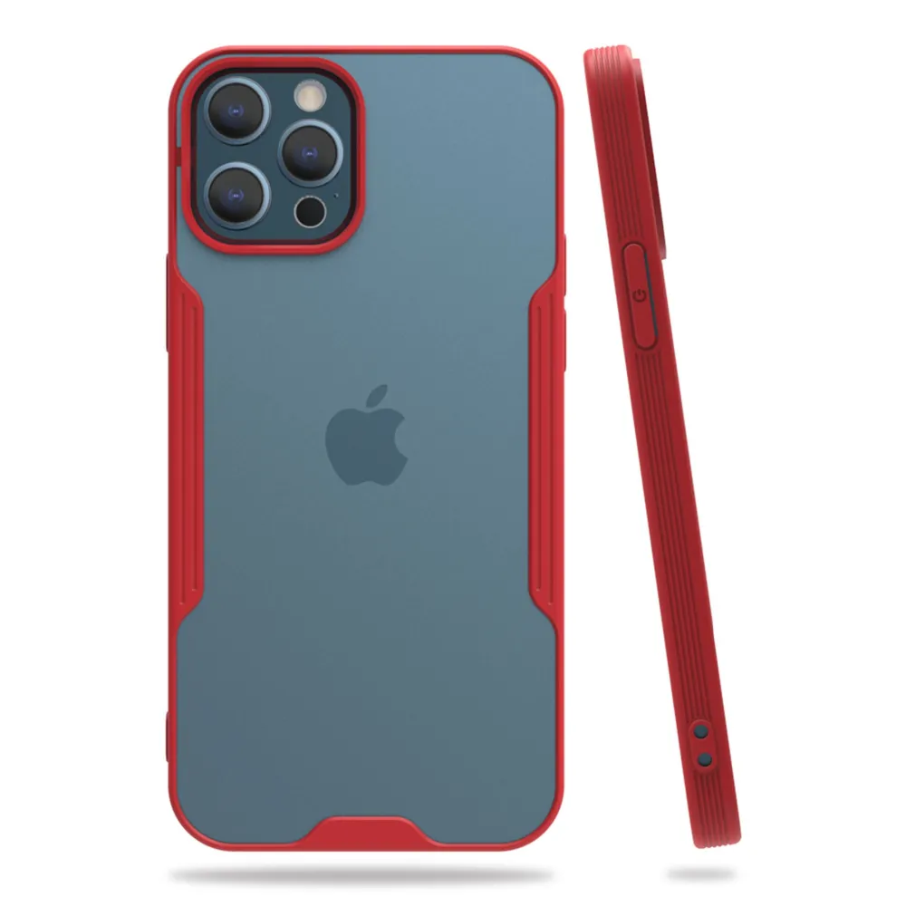 Newface Iphone 12 Pro Max Kılıf Platin Silikon - Kırmızı