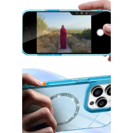 Newface Apple Iphone 14 Pro Max Live Diamond Magsafe Kapak - Şeffaf