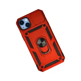 Newface Iphone 14 Plus Kılıf Pars Lens Yüzüklü Silikon - Kırmızı