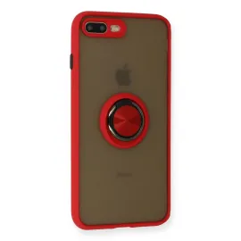 Newface Iphone 7 Plus Kılıf Montreal Yüzüklü Silikon Kapak - Kırmızı