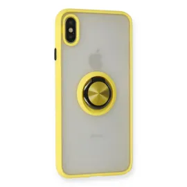 Newface Iphone X Kılıf Montreal Yüzüklü Silikon Kapak - Sarı