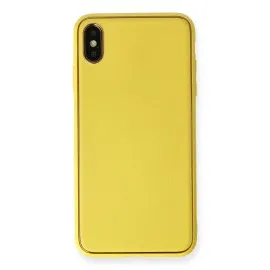 Newface Iphone Xs Max Kılıf Coco Deri Silikon Kapak - Sarı