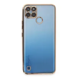 Newface Realme C25Y Kılıf Razer Lensli Silikon - Gold