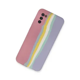 Newface Samsung Galaxy A03S Kılıf Ebruli Lansman Silikon - Pembe-Lila