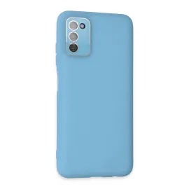 Newface Samsung Galaxy A03S Kılıf Lansman Glass Kapak - Mavi