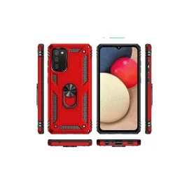 Newface Samsung Galaxy A03S Kılıf Sofya Yüzüklü Silikon Kapak - Kırmızı