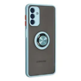 Newface Samsung Galaxy A04S Kılıf Montreal Yüzüklü Silikon Kapak - Buz Mavi