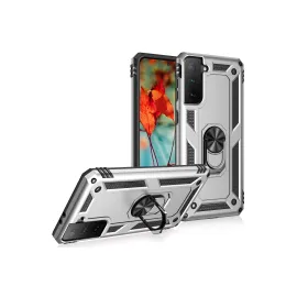 Newface Samsung Galaxy S21 Plus Kılıf Sofya Yüzüklü Silikon Kapak - Gümüş