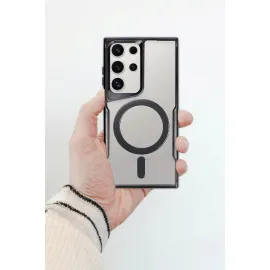 Newface Samsung Galaxy S24 Ultra Kılıf Boyi Magsafe Silikon Kapak - Derin Mor