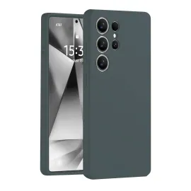 Newface Samsung Galaxy S25 Ultra Kılıf Nano Içi Kadife Silikon - Koyu Yeşil