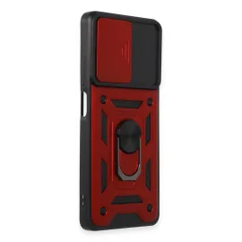 Newface Xiaomi Redmi Note 12 Pro 5G Kılıf Pars Lens Yüzüklü Silikon - Kırmızı