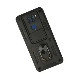 Newface Xiaomi Redmi Note 9 Kılıf Pars Lens Yüzüklü Silikon - Siyah