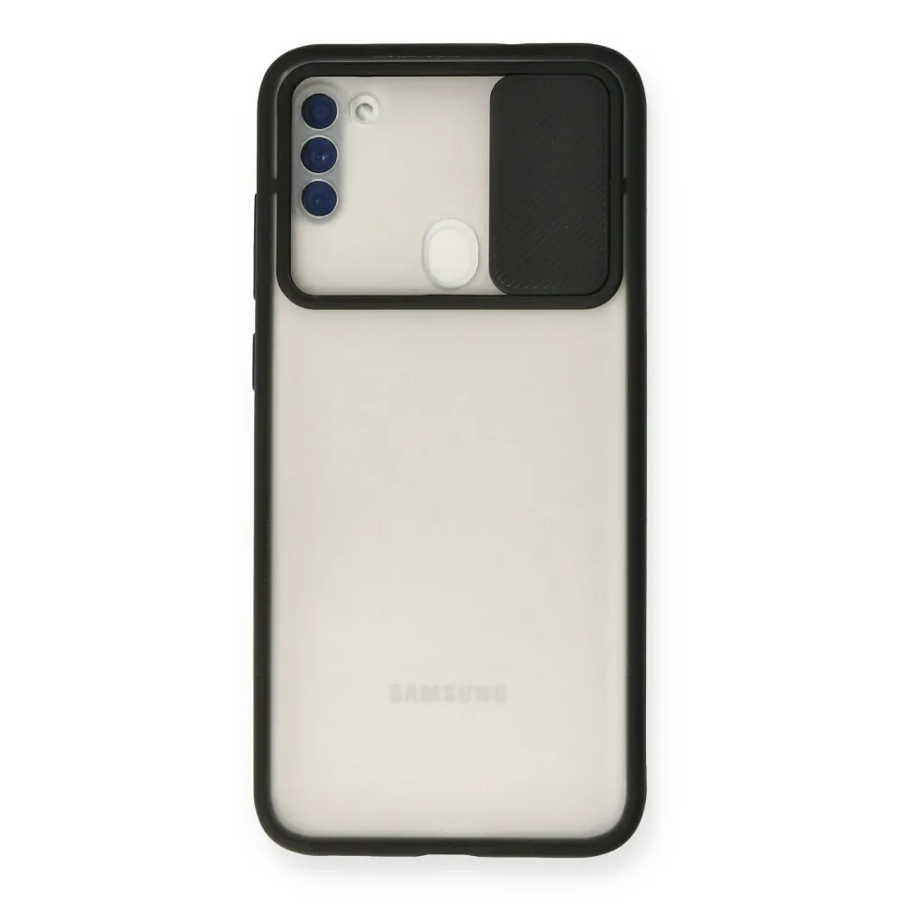 Newface Samsung Galaxy A11 Kılıf Palm Buzlu Kamera Sürgülü Silikon - Siyah