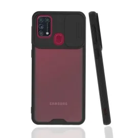 Newface Samsung Galaxy M31 Kılıf Platin Kamera Koruma Silikon - Siyah