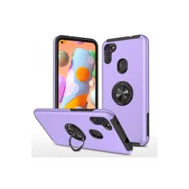 Newface Samsung Galaxy M11 Kılıf Elit Yüzüklü Kapak - Mor