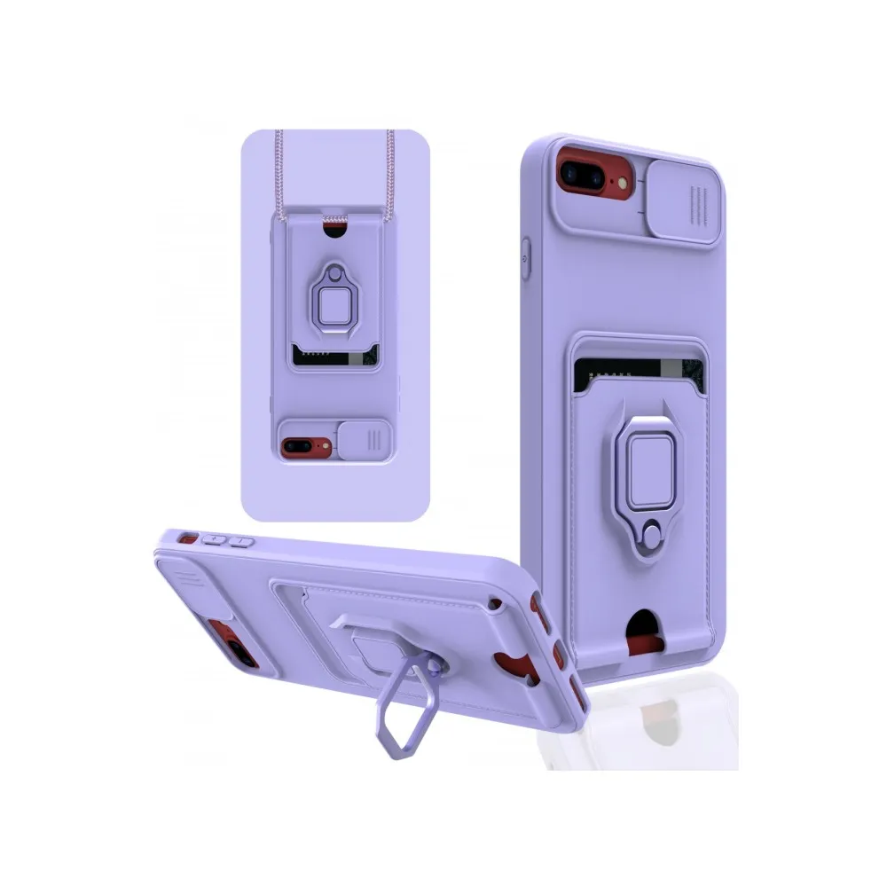 Newface Iphone 8 Plus Kılıf Zuma Kartvizitli Yüzüklü Silikon - Lila
