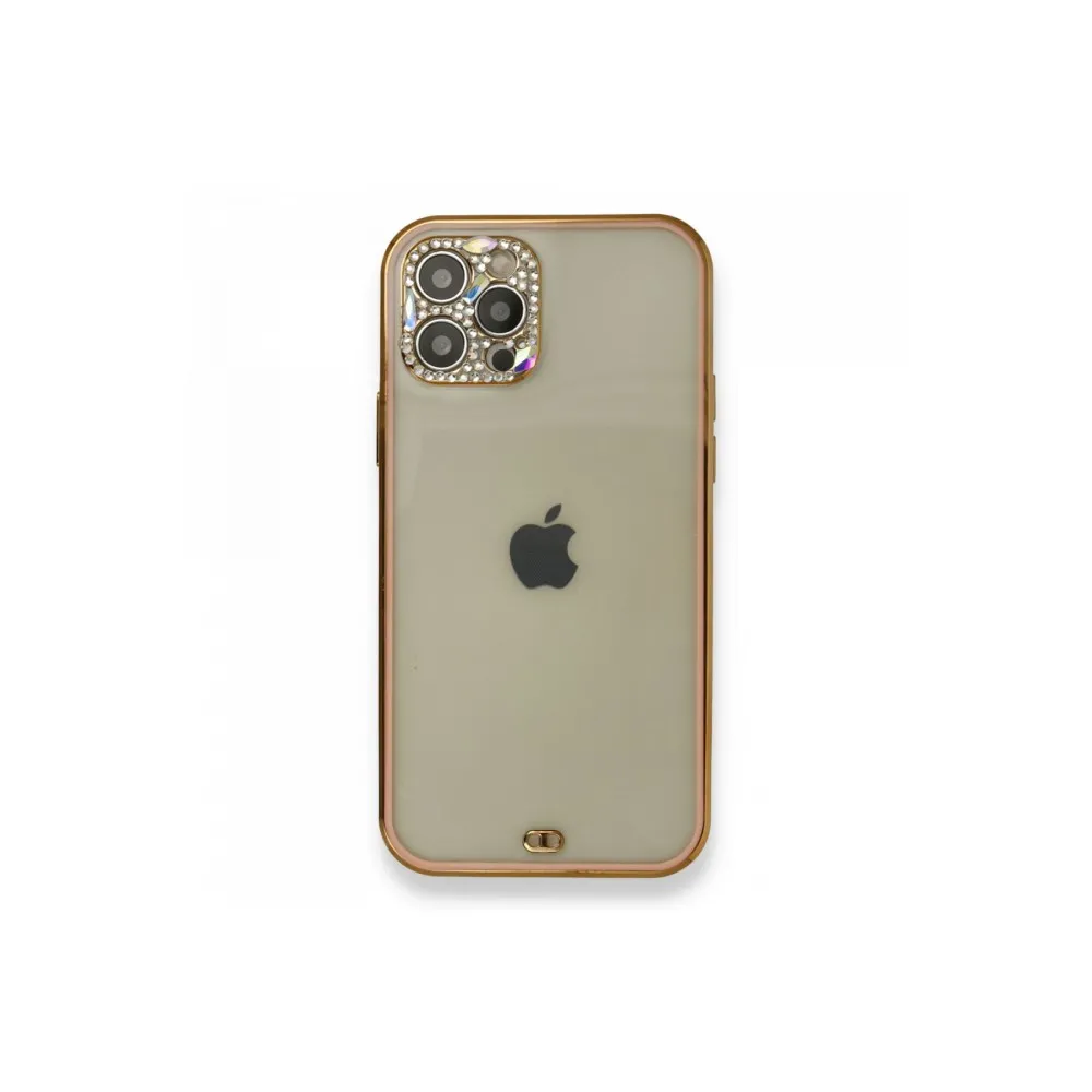 Newface Iphone 12 Pro Kılıf Liva Taşlı Silikon - Pembe