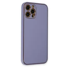 Newface Iphone 12 Pro Max Kılıf Coco Deri Silikon Kapak - Açık Lila