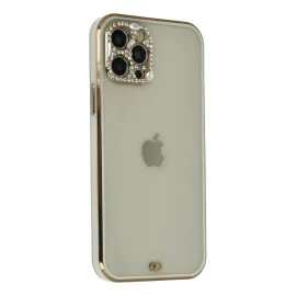 Newface Iphone 12 Pro Max Kılıf Liva Taşlı Silikon - Beyaz