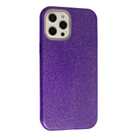 Newface Iphone 12 Pro Max Kılıf Simli Katmanlı Silikon - Mor