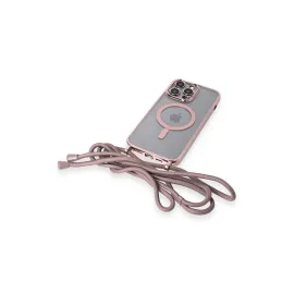 Newface Iphone 13 Pro Max Kılıf Divo Lazer Askılı Magsafe Kapak - Pembe
