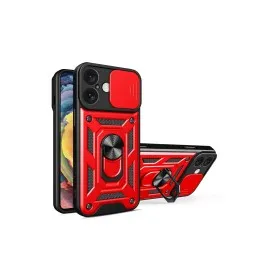 Newface Iphone 16 Kılıf Pars Lens Yüzüklü Silikon - Kırmızı