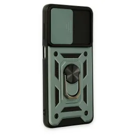 Newface Samsung Galaxy M52 5G Kılıf Pars Lens Yüzüklü Silikon - Yeşil