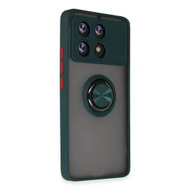 Newface Xiaomi Poco X6 Pro Kılıf Montreal Yüzüklü Silikon Kapak - Yeşil